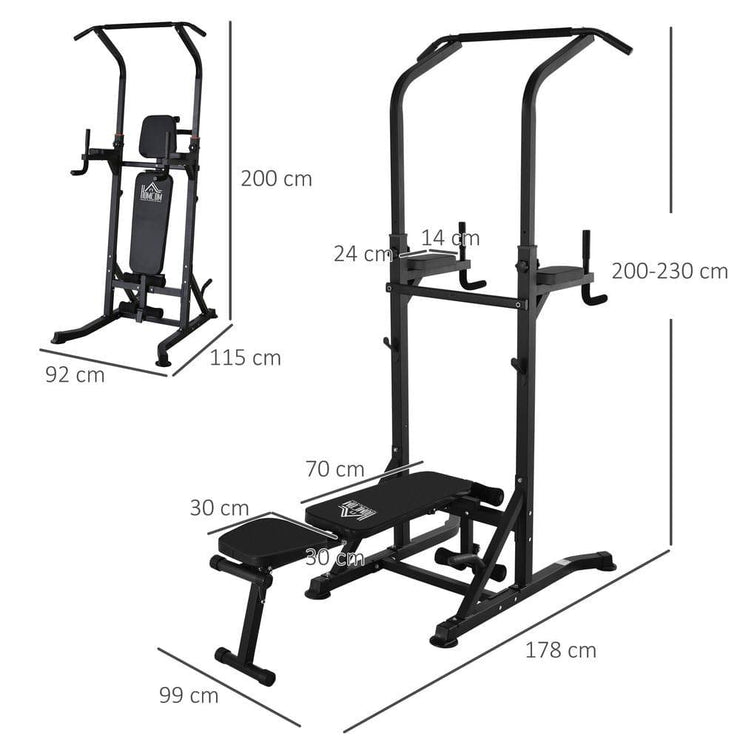 Adjustable Foldable Dip Stand and Multi-Function Fitness Station – HOMCOM - UK Home Gym Equipment 