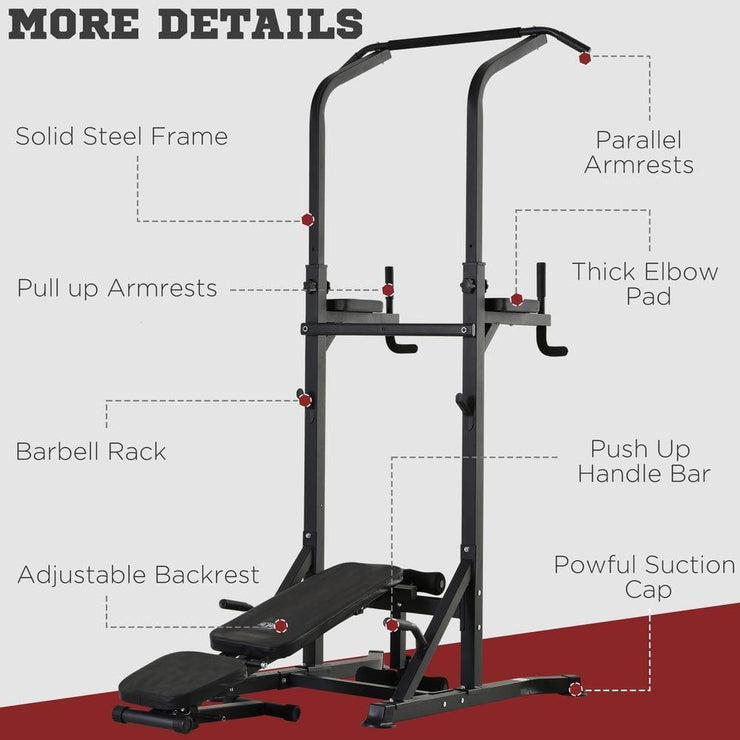 Adjustable Foldable Dip Stand and Multi-Function Fitness Station – HOMCOM - UK Home Gym Equipment 