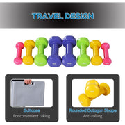 Colourful Dumbbell Weights Set - 10kg for Home Exercising Toning with Case by HOMCOM - UK Home Gym Equipment 