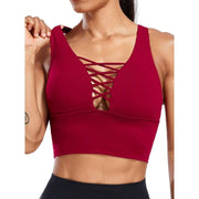 Crisscross Crop Fitness Workout Sport Bra - UK Home Gym Equipment 