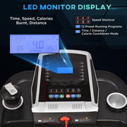 Folding 12km/h Electric Treadmill Running Machine Incline LED Display HOMCOM - UK Home Gym Equipment 