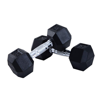 Hexagonal Dumbbells Kit - 2x10kg Weight Lifting Exercise for Home Fitness by HOMCOM - UK Home Gym Equipment 