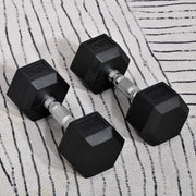 Hexagonal Dumbbells Kit - 2x10kg Weight Lifting Exercise for Home Fitness by HOMCOM - UK Home Gym Equipment 