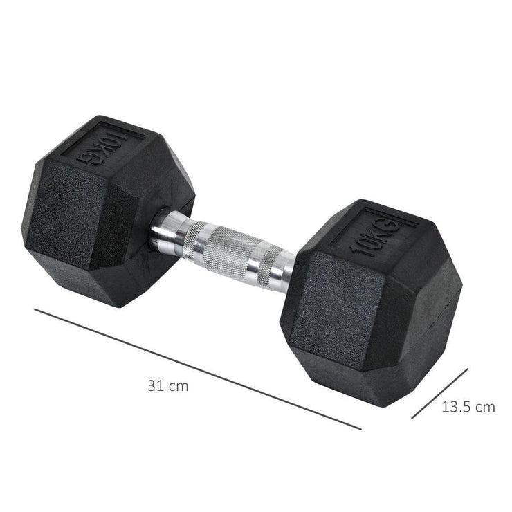 Hexagonal Dumbbells Kit - 2x10kg Weight Lifting Exercise for Home Fitness by HOMCOM - UK Home Gym Equipment 