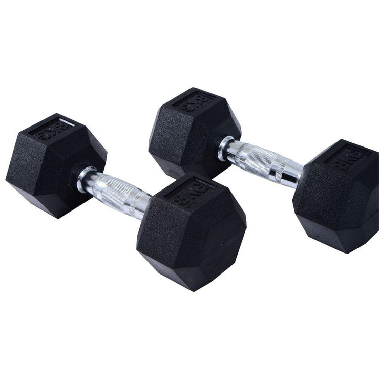 Hexagonal Dumbbells Kit - 2x5kg Weight Lifting Exercise for Home Fitness by HOMCOM - UK Home Gym Equipment 