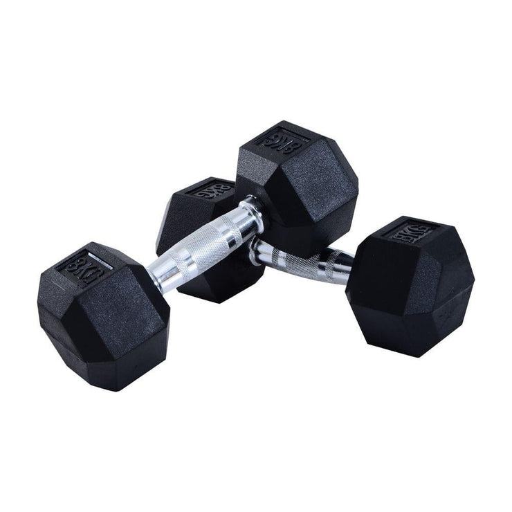 Hexagonal Dumbbells Kit - 2x8kg Weight Lifting Exercise for Home Fitness by HOMCOM - UK Home Gym Equipment 