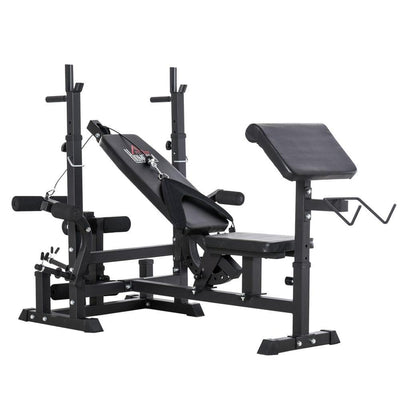 Multi-Exercise Full-Body Weight Bench with Bench Press & Leg Extension – HOMCOM - UK Home Gym Equipment 