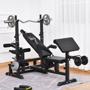 Multi-Exercise Full-Body Weight Bench with Bench Press & Leg Extension – HOMCOM - UK Home Gym Equipment 