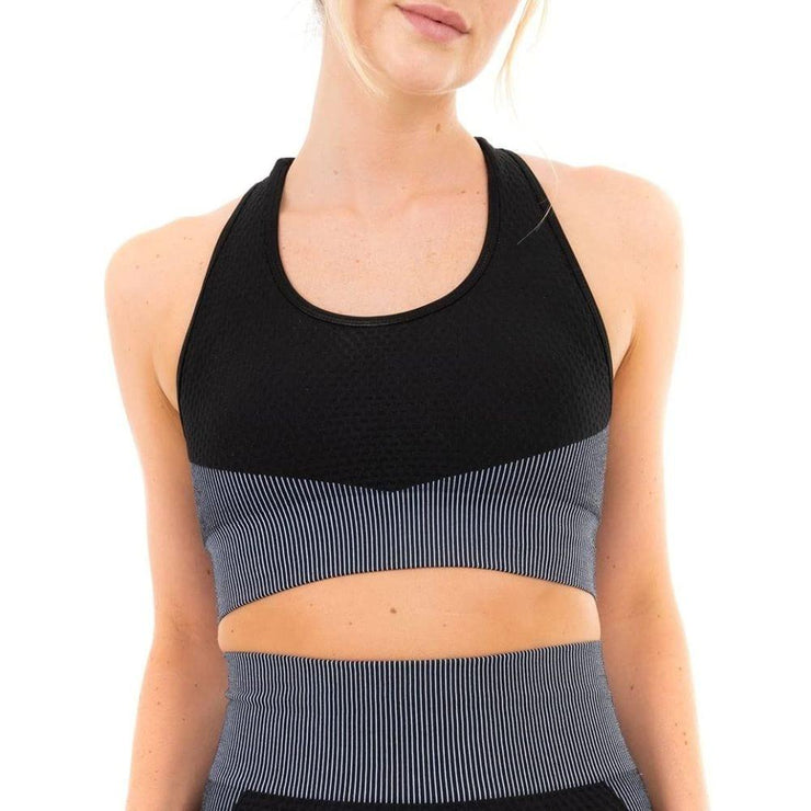 ProFlex Textured Panel Striped Sports Bra - UK Home Gym Equipment 