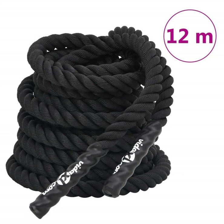 ProForce Battle Rope - 12m, 9kg, Black Polyester - UK Home Gym Equipment 