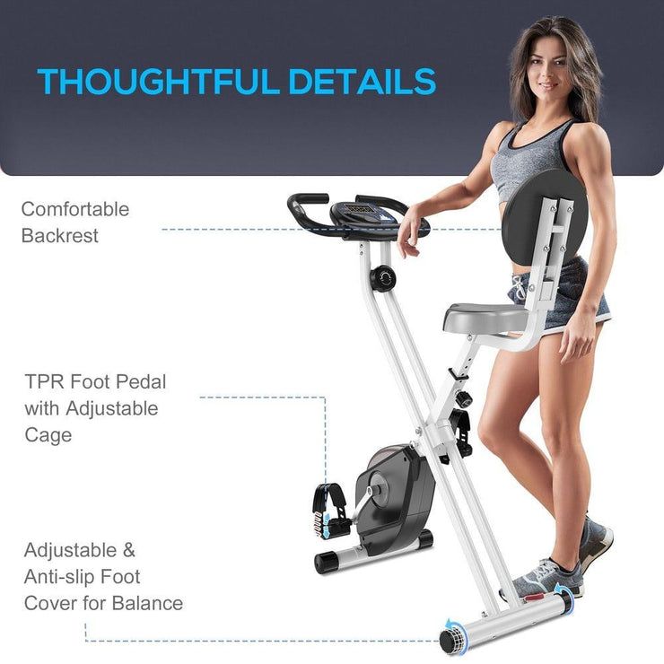 ProRide Foldable Magnetic Resistance Exercise Bike with LCD Display - Grey - UK Home Gym Equipment 