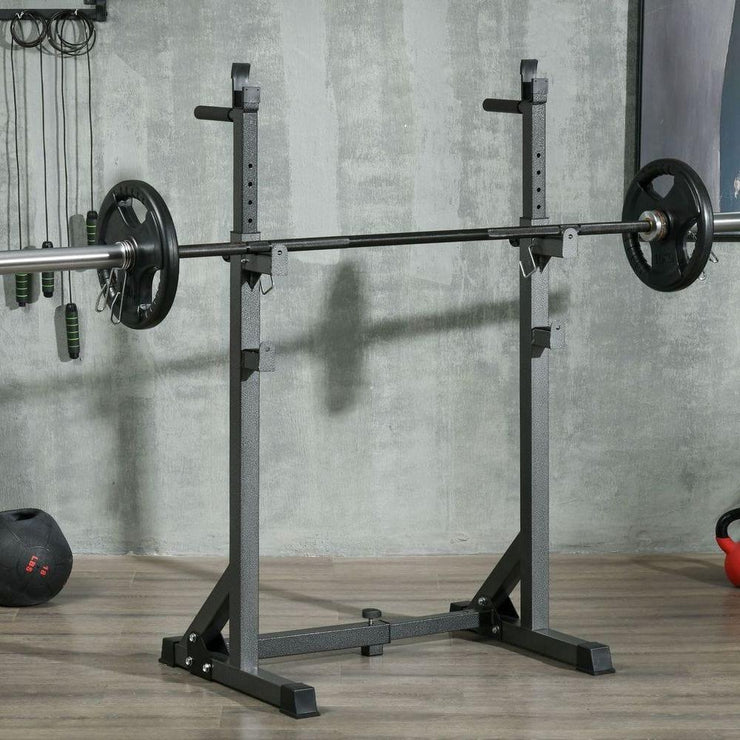 SPORTNOW Adjustable Heavy Duty Squat Rack and Barbell Stand for Home Gym - UK Home Gym Equipment 