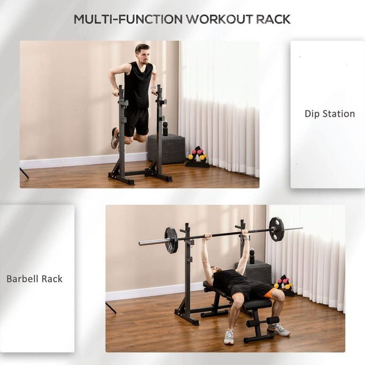 SPORTNOW Adjustable Heavy Duty Squat Rack and Barbell Stand for Home Gym - UK Home Gym Equipment 