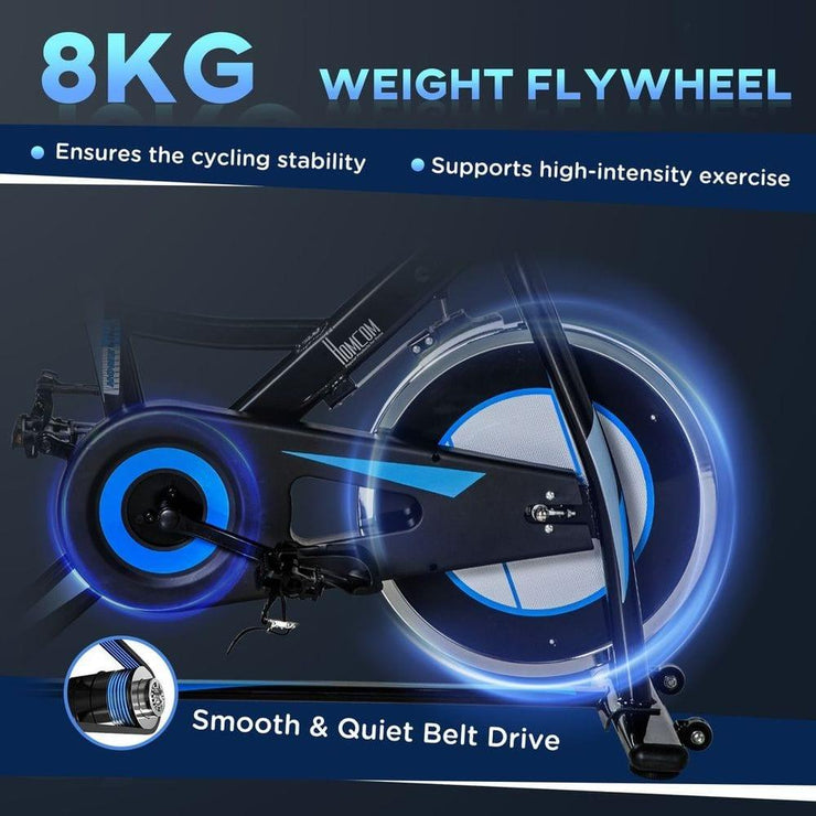 Whisper Quiet 8kg Flywheel Indoor Exercise Bike - UK Home Gym Equipment 