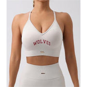 Wolf Printed Backless Slim Fit Sports Bra - UK Home Gym Equipment 