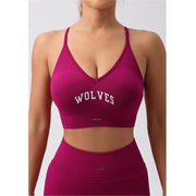 Wolf Printed Backless Slim Fit Sports Bra - UK Home Gym Equipment 