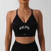 Wolf Printed Backless Slim Fit Sports Bra - UK Home Gym Equipment 