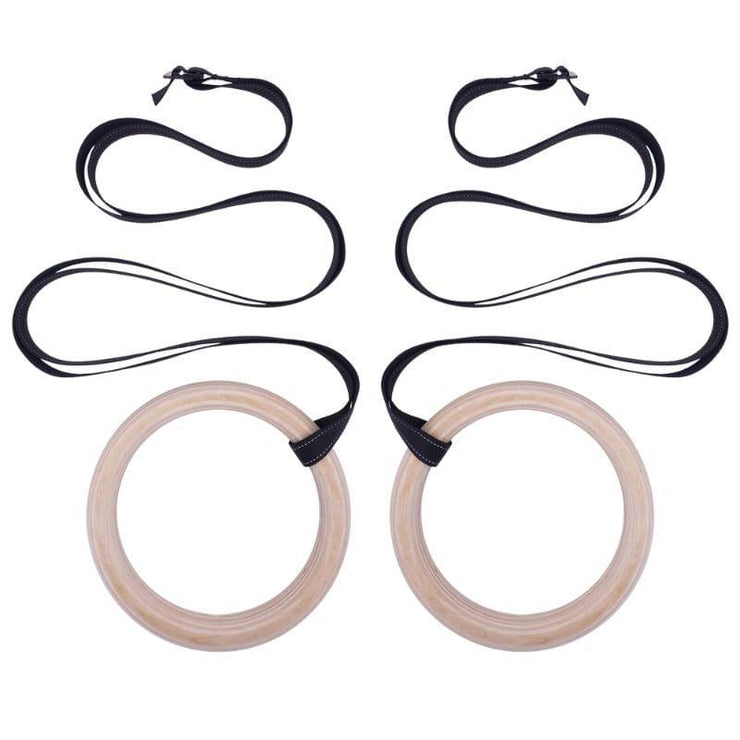 Outdoor Wood Gymnastics Pull Up Rings - UK Home Gym Equipment 