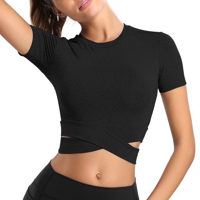 Cropped Short Sleeve Yoga T-Shirt - UK Home Gym Equipment 