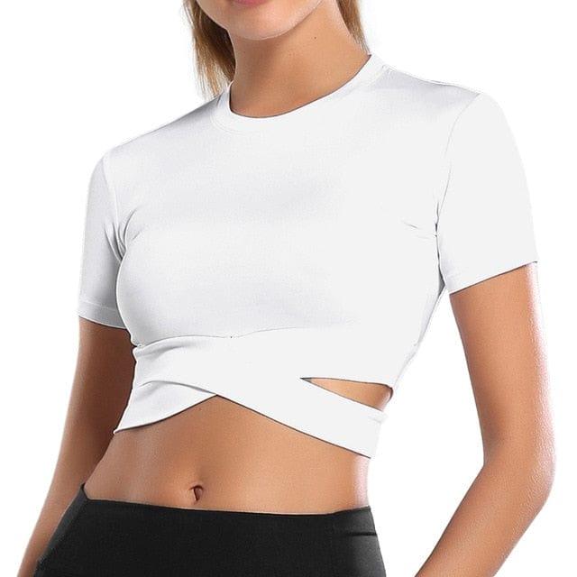 Cropped Short Sleeve Yoga T-Shirt - UK Home Gym Equipment 