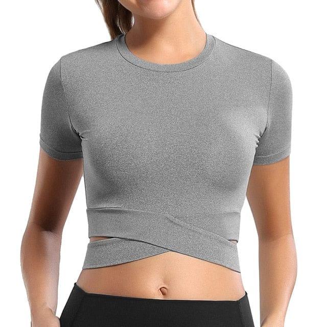 Cropped Short Sleeve Yoga T-Shirt - UK Home Gym Equipment 